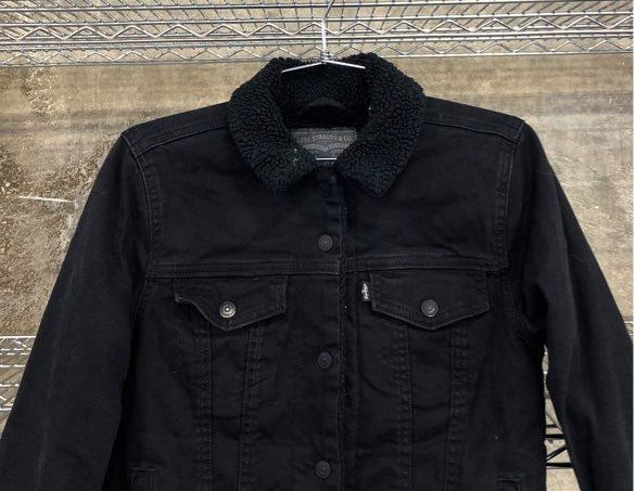 Levi's Men's Sherpa Trucker Jacket Black Denim Fleece Lined Sz S