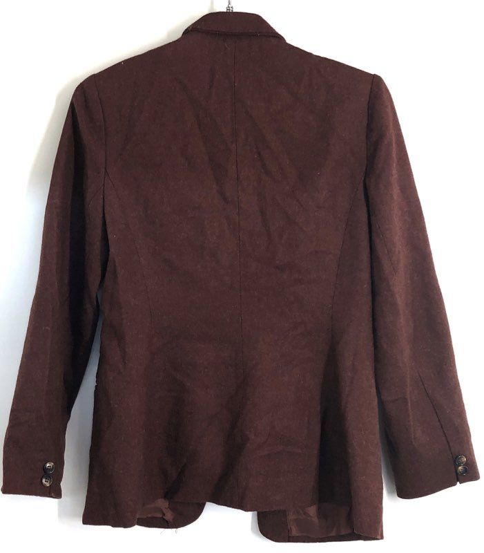 Vintage 80s Normandee Women's Brown Wool Blend Two Button Blazer Jacket Sz 9