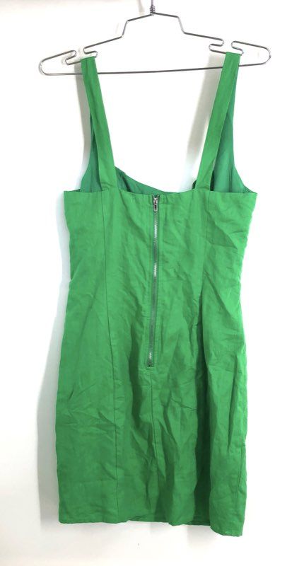 AQUA Women's Green Linen Cotton Blend Sleeveless Mini Dress Sz S NWT