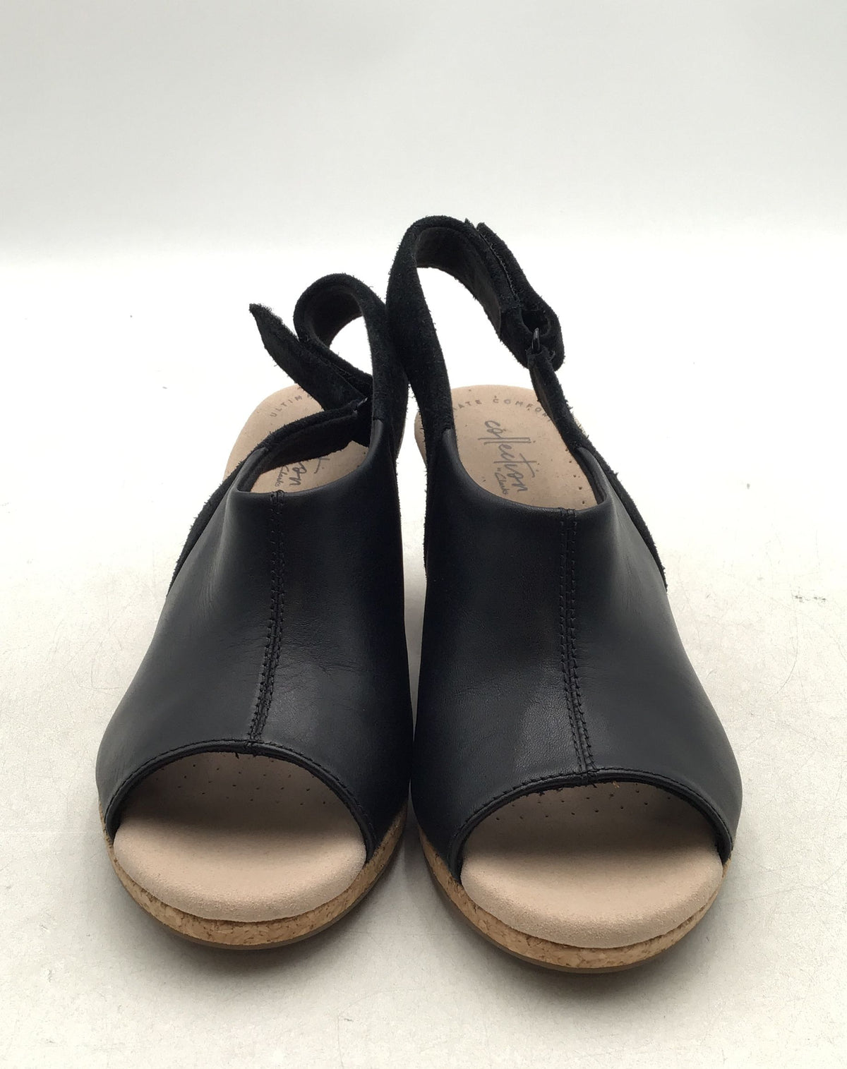 NWT Clarks Women&#39;s Black Wedge Slingback Sandal - Size 7W