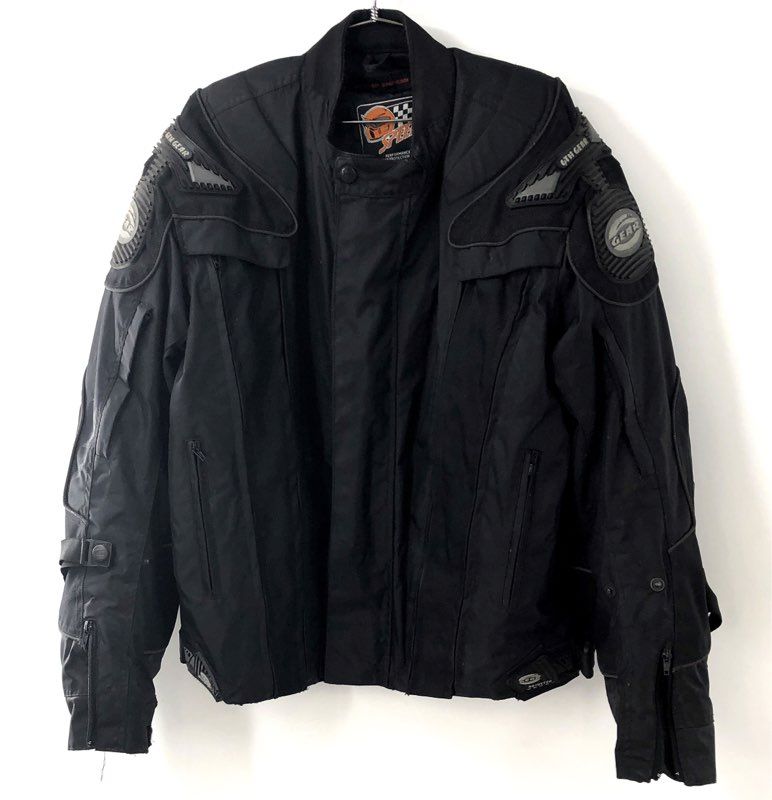 6th Gear Men's Black Speedtec Padded Armor Racing Motorcycle Jacket Size XL