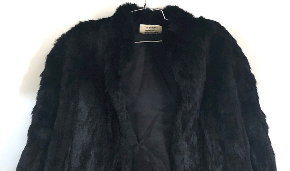 Somerset Furs Women's Black Pure Rabbit Fur Jacket Coat Vintage Sz M