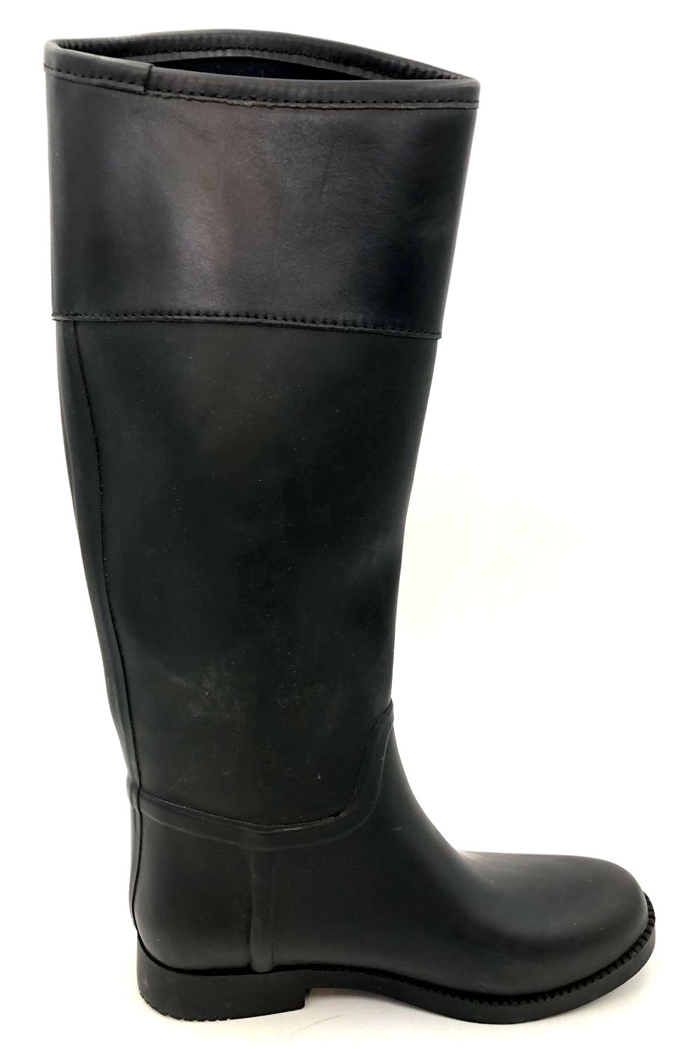 Tory Burch Women's Black Rubber/Leather Rain Boots w/ Logo Detail - Sz 7B (+COA)