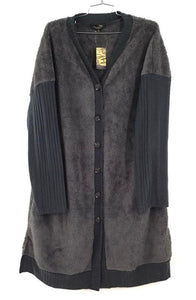 NWT Suzanne Betro Women's Gray Fleece Long Line Cardigan Sweater - Size 1X