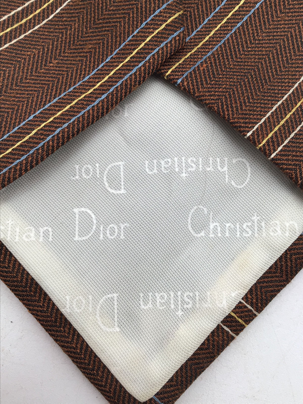 Christian Dior Men&#39;s Brown Pointed Tie With COA