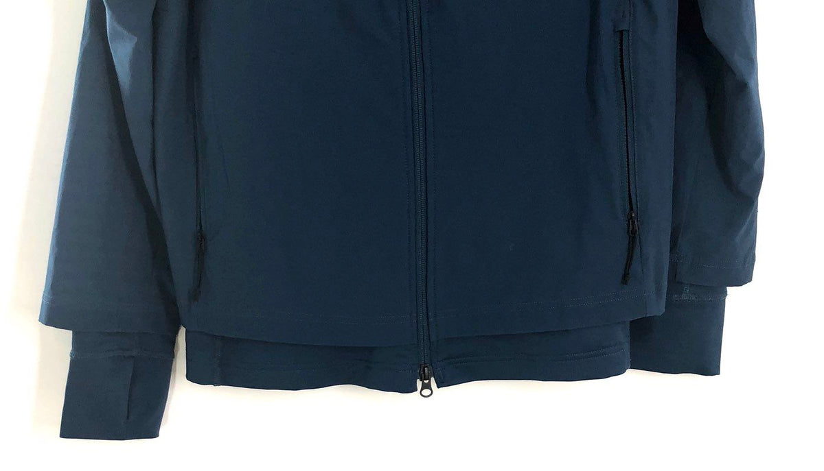 The North Face Women's Navy Blue Full Zip Hooded Jacket Stretch Thumbholes Sz M