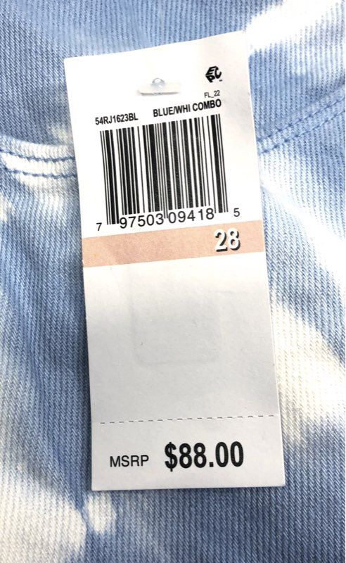[BLANKNYC] Women's Rivington High-Rise Tapered Tie-Dye Jeans Blue White NWT 28