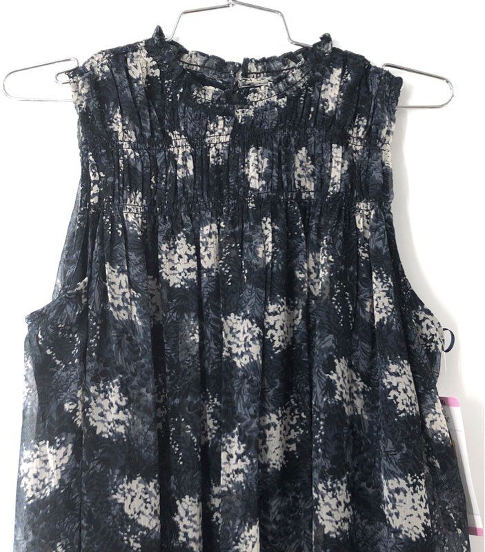NWT Joie Women's Baltic Print Sleeveless Mock Neck Smocked Dress Sz S