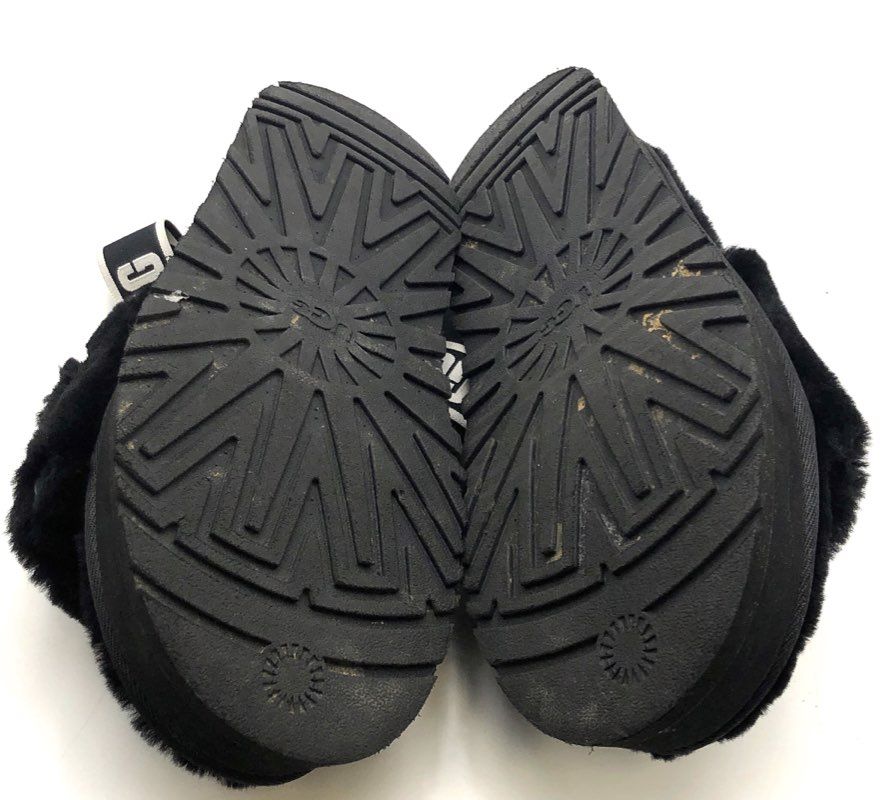 UGG Black Sheepskin Platform Fluff Slide Sandals Women's Size 11
