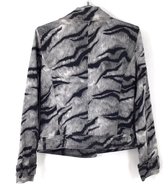 NWT White House Black Market Women's Black Gray Tiger Motorcycle Jacket - Size 8