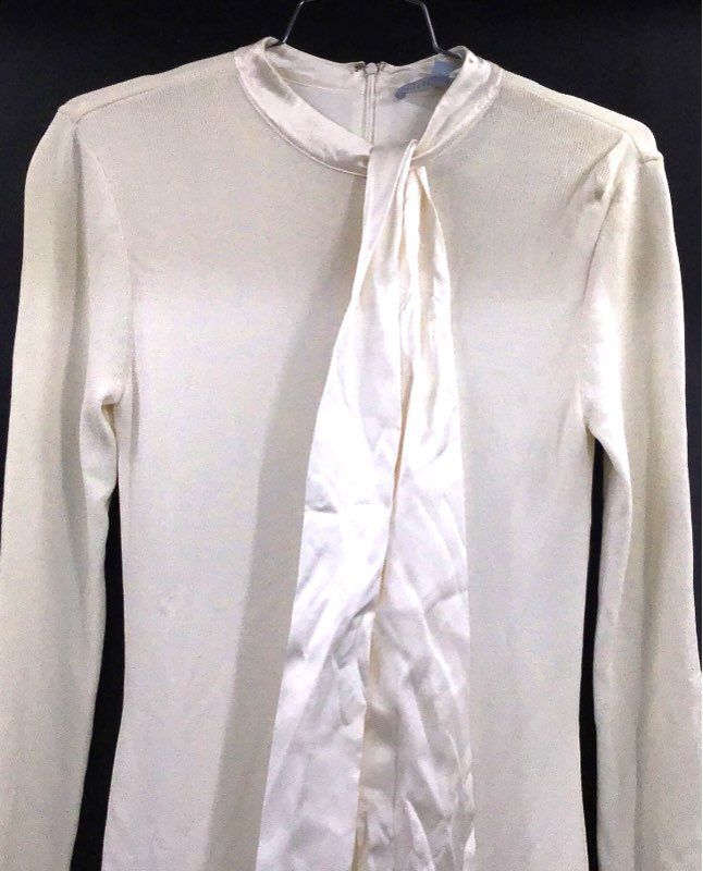 Antonio Melani Women's Lela Ivory Pussy Bow Satin Tie Sweater Midi Dress NWT S