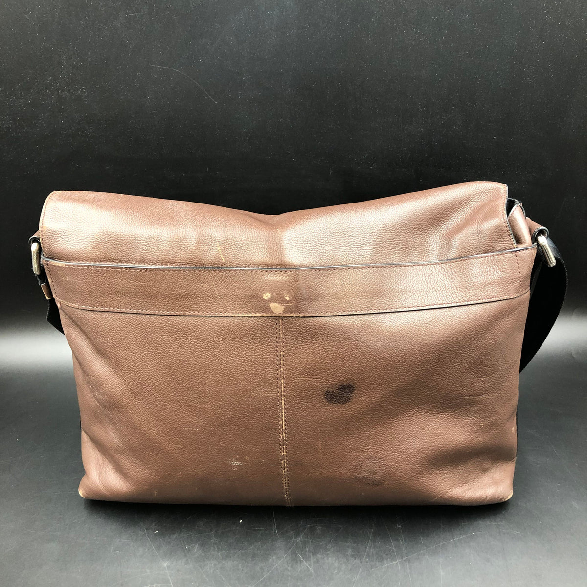Coach Brown Pebbled Leather Charles Messenger Crossbody Bag COA