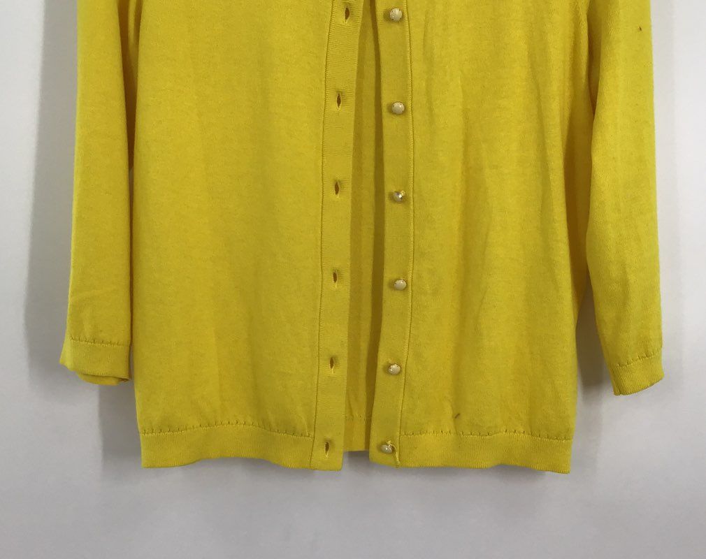 Kate Spade New York Women&#39;s Yellow Knitted Long Sleeve Cardigan Sweater - Size M