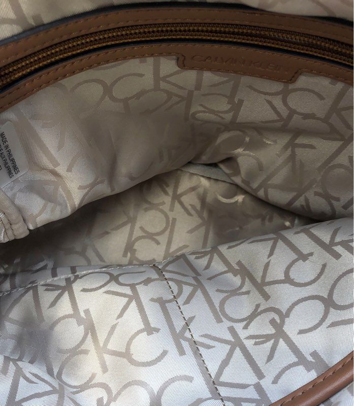 Calvin Klein Brown Multi-Color Graffiti Logo Mini Backpack Gold Hardware