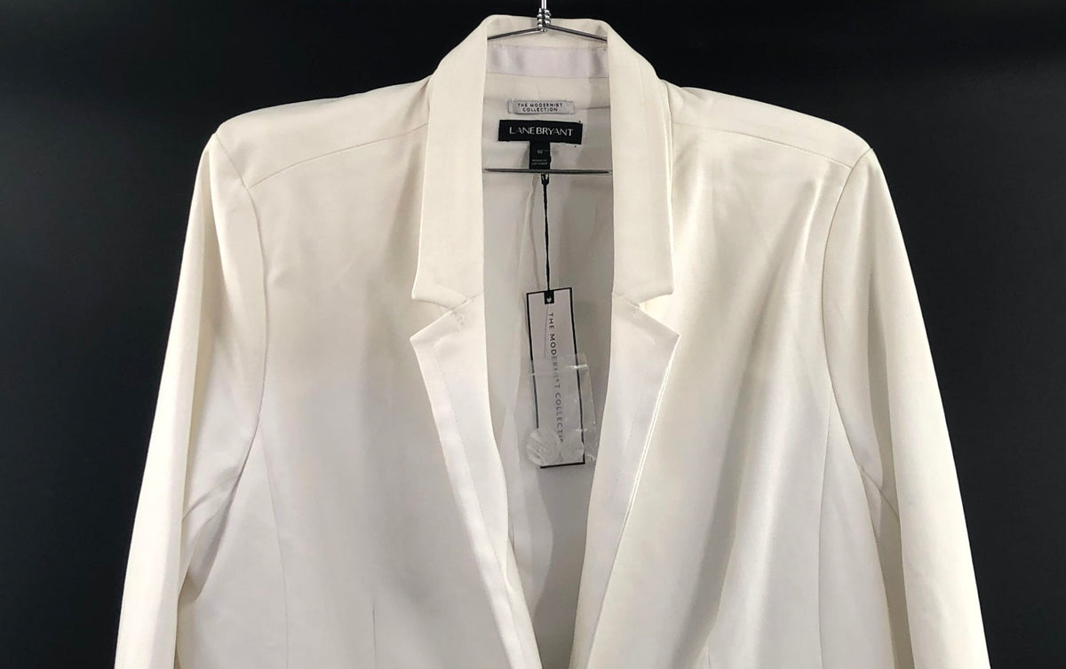Lane Bryant Women's White Modernist Collection One Button Blazer Jacket NWT 18