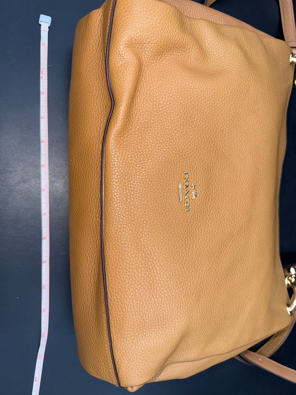 Coach Tan Pebbled Leather Mia Shoulder Bag Crossbody Gold Hardware COA