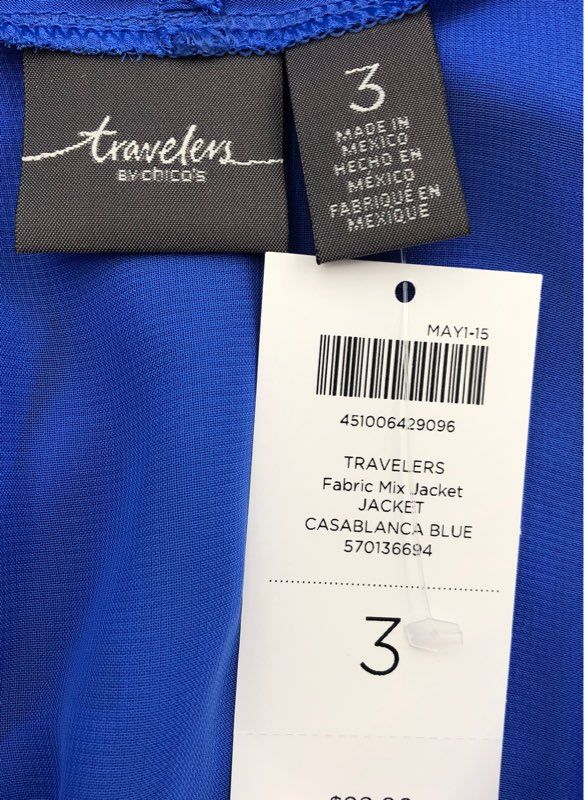 NWT Y2K 2000s Chico&#39;s Women&#39;s Blue Travelers Sheer Jacket - Size 3