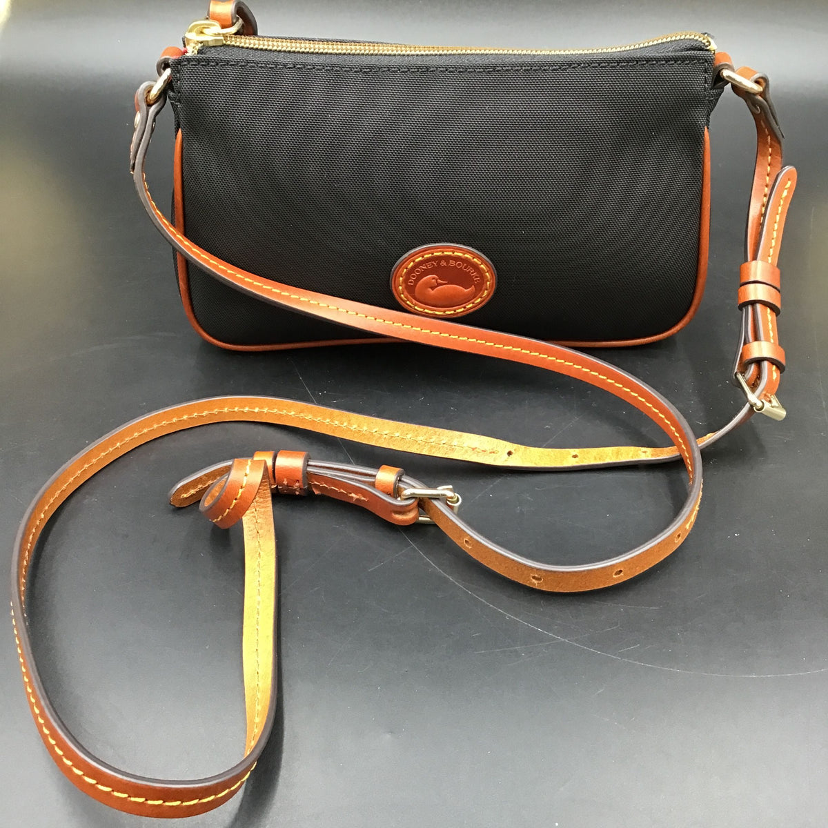 Dooney & Bourke Black\Brown Nylon 'Lexie' Crossbody Bag (+COA)