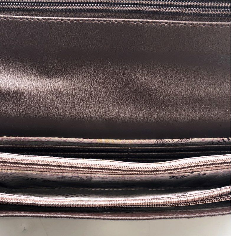 Cute Brown Faux Leather Continental Tri-Fold Wallet Multi-Pocket Zipper Purse