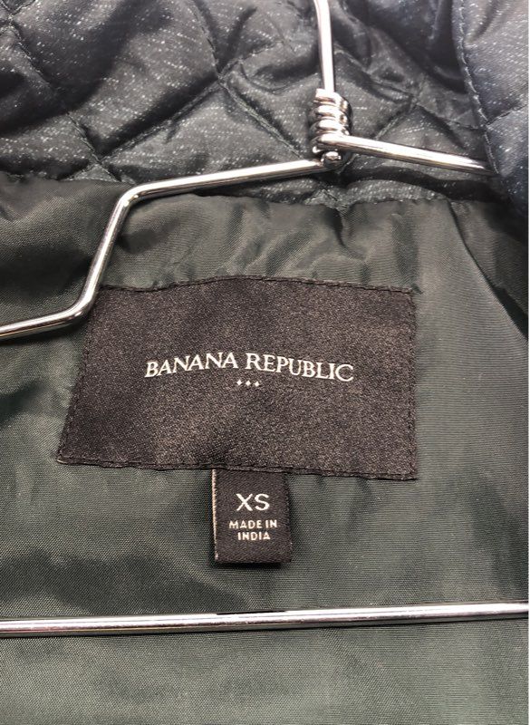 Banana Republic Women's Dark Green Quilted Puffer Vest Full Zip Sz XS