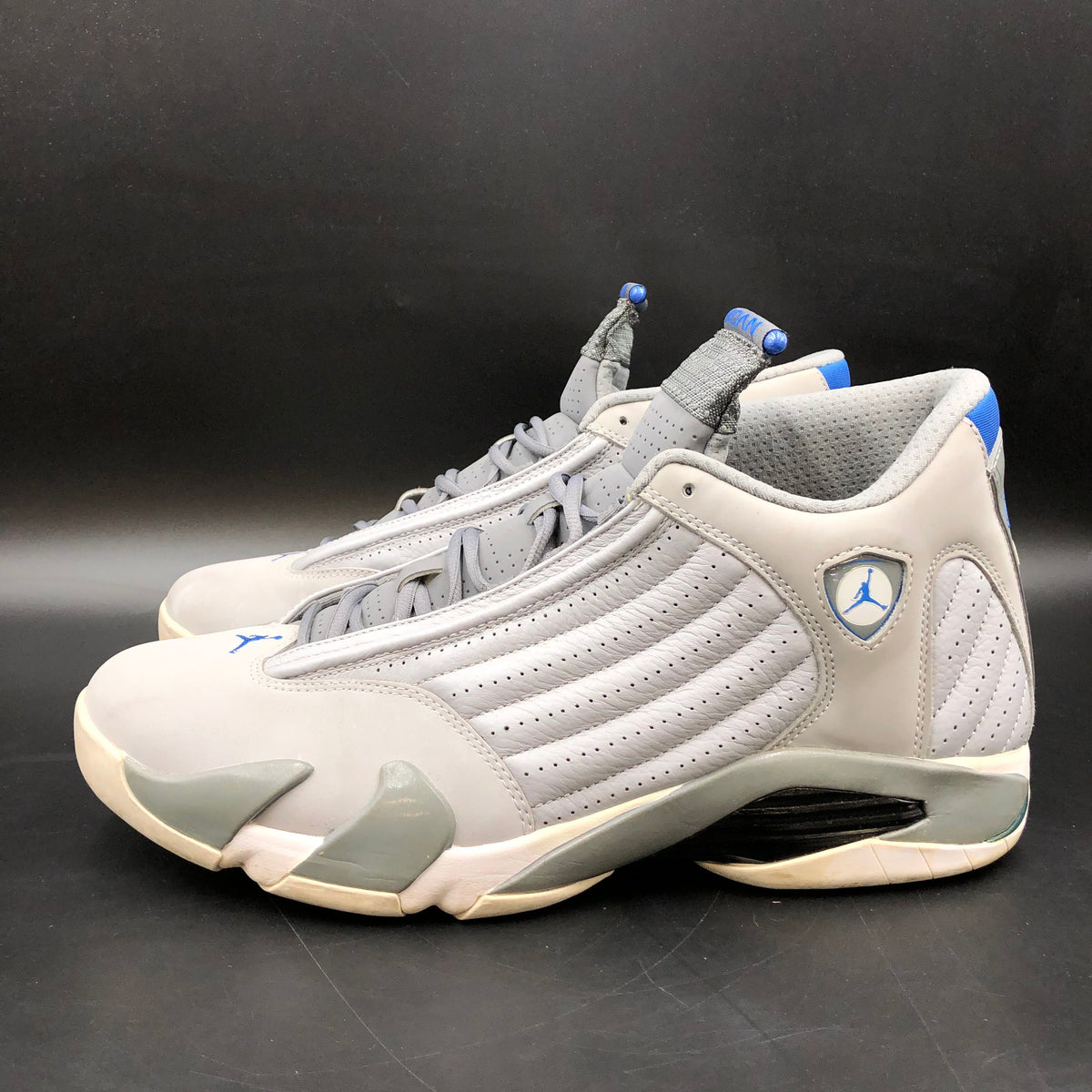 Nike Air Jordan 14 Retro Wolf Grey Sport Blue Sneakers Size 14 COA