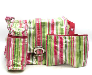 Kalencom Women's Multicolor Striped Baby Diaper Bag W/ Pouch & Bottle Carrier