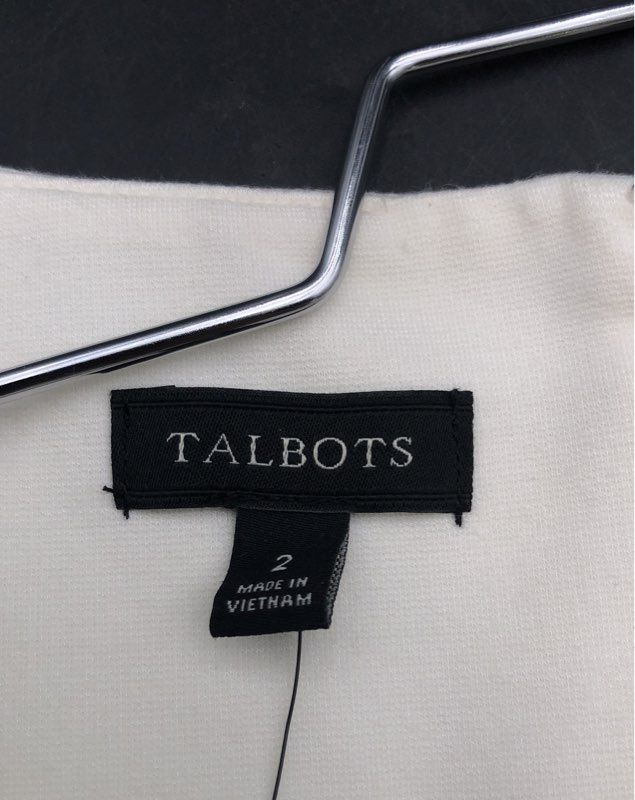 Talbots Women's White Short Sleeve Keyhole Tie Neckline Sheath Dress Sz 2 NWT