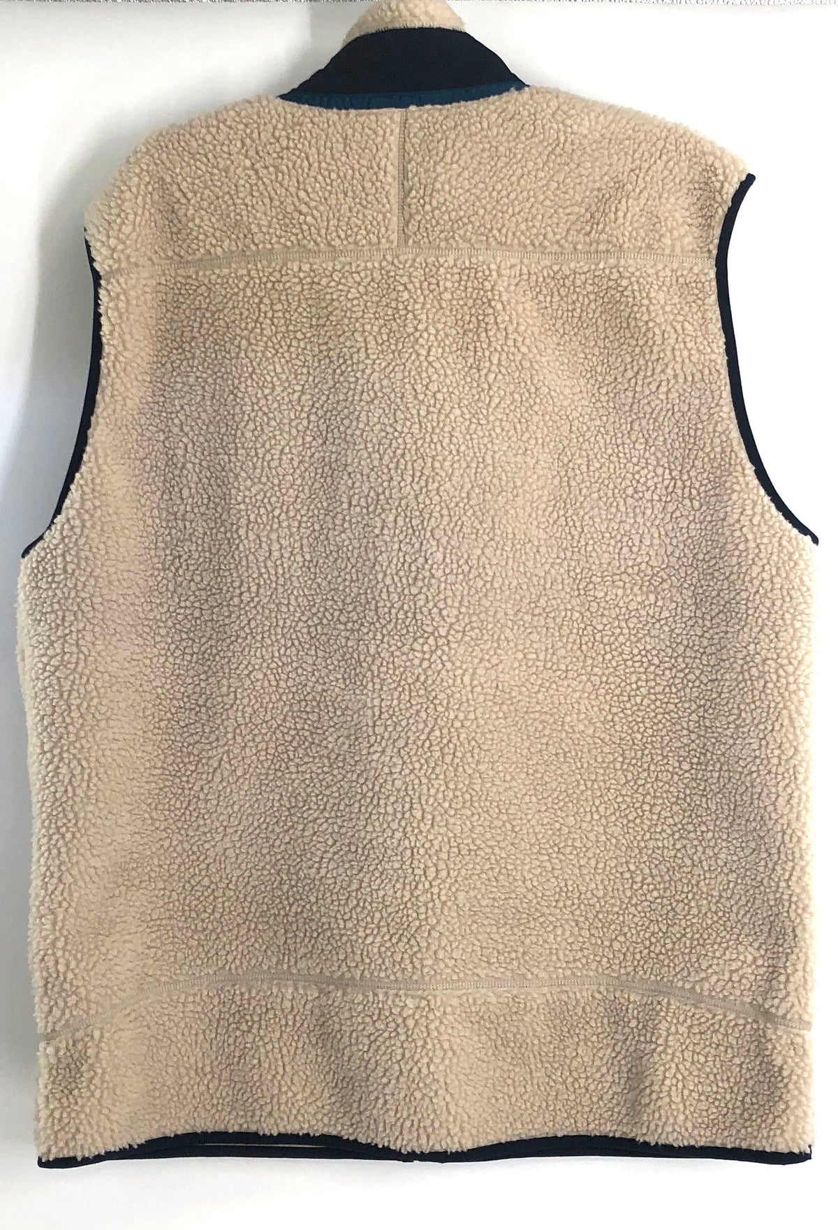 Patagonia Men's Classic Retro-X Fleece Vest Cream Navy Sherpa Full Zip Sz XXL