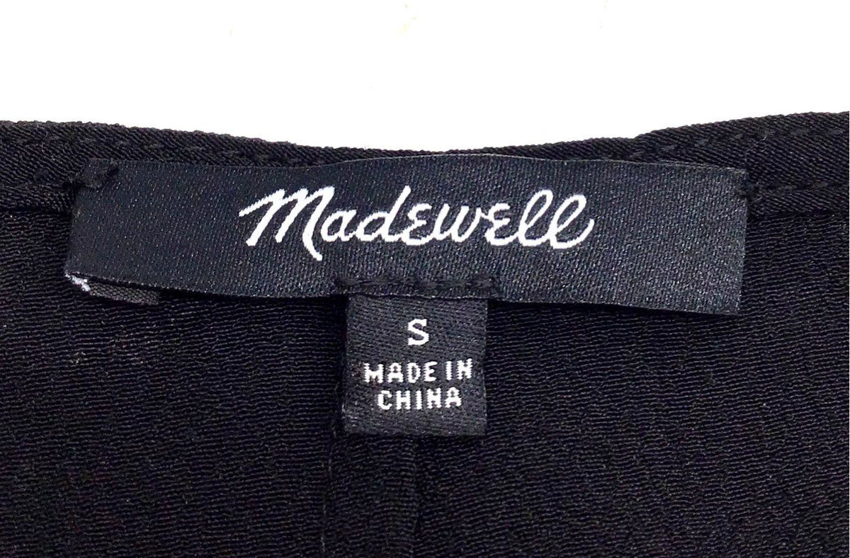 Madewell Women's Black Button-Front Sleeveless Viscose V-Neck Mini Dress Sz S