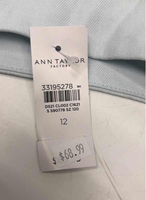 Ann Taylor Factory Women's Pale Blue Pencil Skirt NWT Back Slit Lined Sz 12