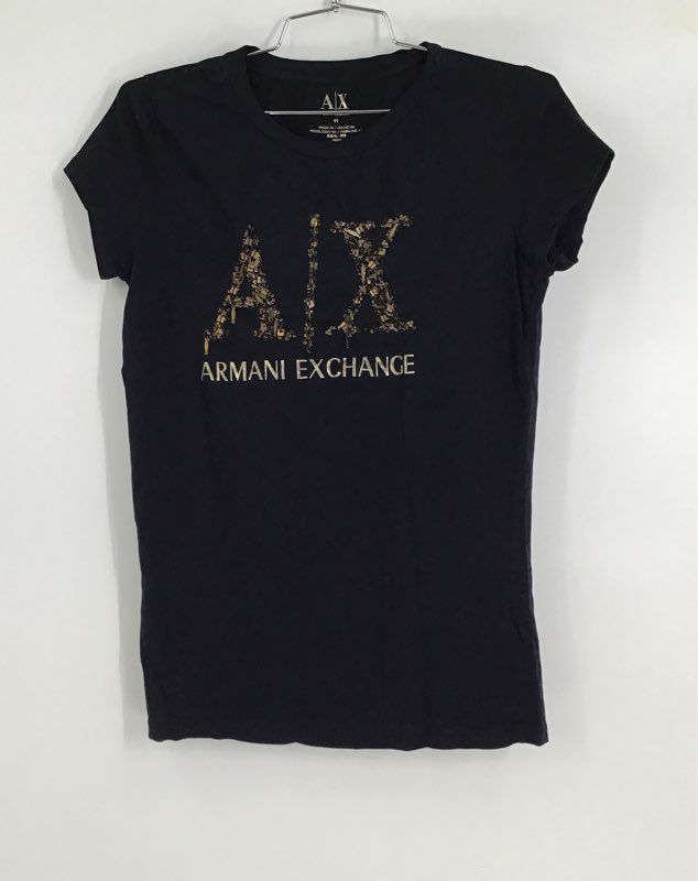 Armani Exchange Women&#39;s Black Short Sleeve Graphic T-Shirt - Size M