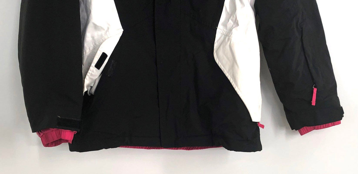 The North Face Girl's Black White Pink Full Zip Hooded Insulated Jacket Sz L