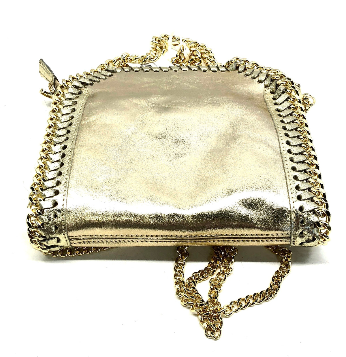 German Fuentes Gold Italian Leather Chelsea Chain Bag Crossbody NWT