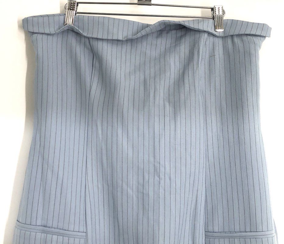 Abercrombie & Fitch Women's Blue Pinstripe Fold Over Midi Skirt NWT Sz L
