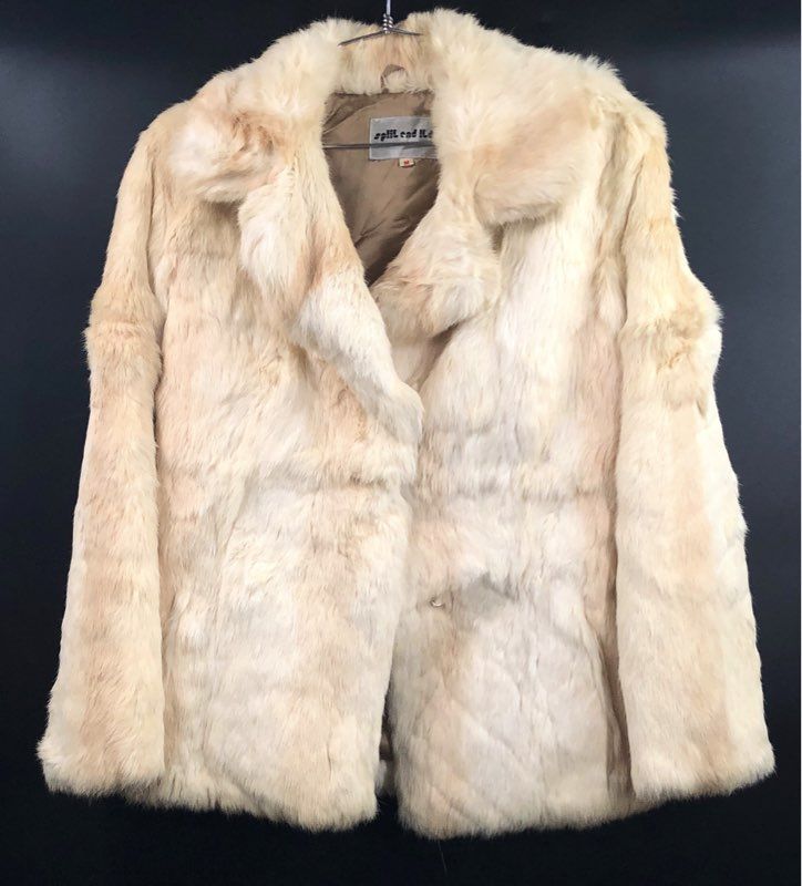 Vintage 80s Split End Ltd Real Rabbit Fur Jacket Made in Hong Kong Sz M