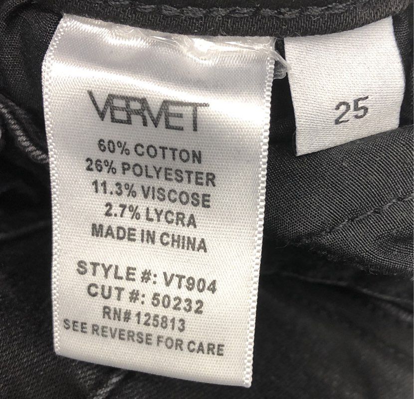 Vervet Women's Black Distressed Skinny High Rise Button Fly Jeans Size 25