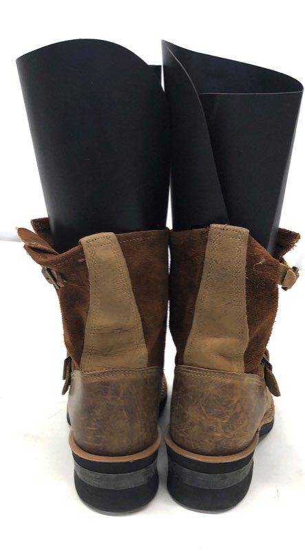 Maximed Brown Leather and Suede Biker Engineer Mid-Calf Boots Size 6 M