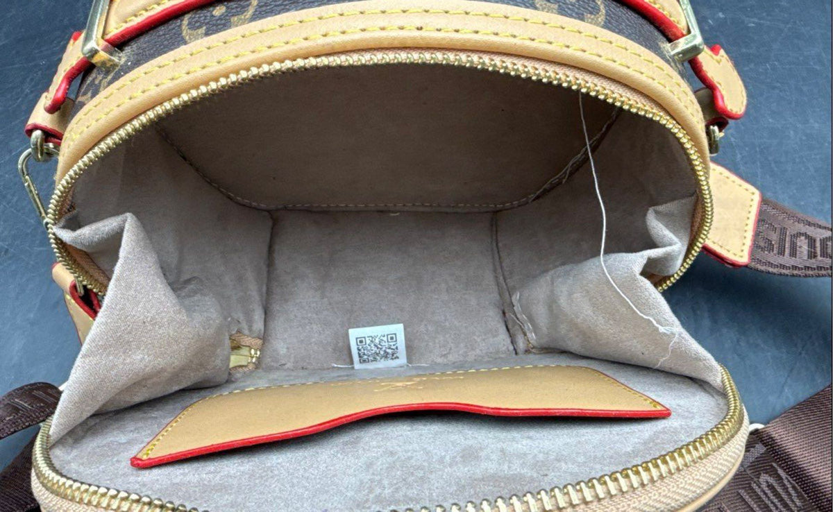 LV Inspired Monogram Print Round Circle Crossbody Bag Purse Not Authentic