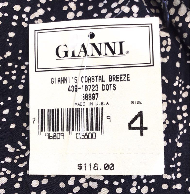 Vintage NWT Gianni Women's Navy Blue Spotted A-Line Skirt - Size 4
