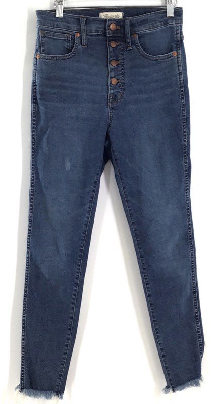 Madewell Women's Jeans Lot 2 Pairs Blue Black 10" High Rise Skinny Frayed Hem 27
