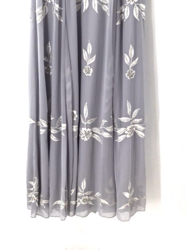 BHLDN Alana Women's Gray Beaded Embroidered Floral Maxi Dress Gown Size 6