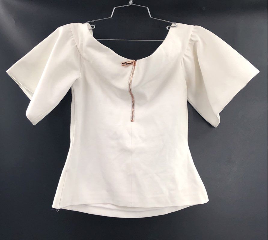 Ted Baker Women's Top Lot of 2 White Gianori Sz 2 & Leopard Coralo Sz 1