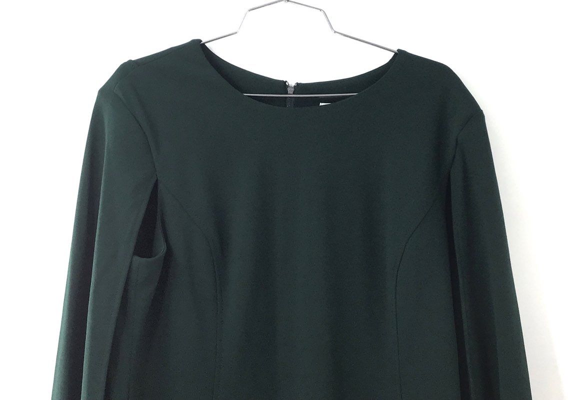 Calvin Klein Women's Dark Green Cape Sleeve Shift Mini Dress NWT Sz 12
