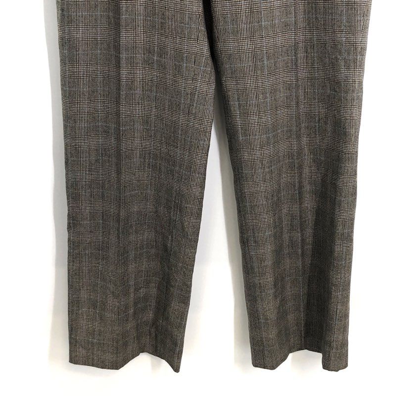 Barry Bricken Women's Brown Multi Plaid 100% Wool Straight Leg Pants NWT Sz 10
