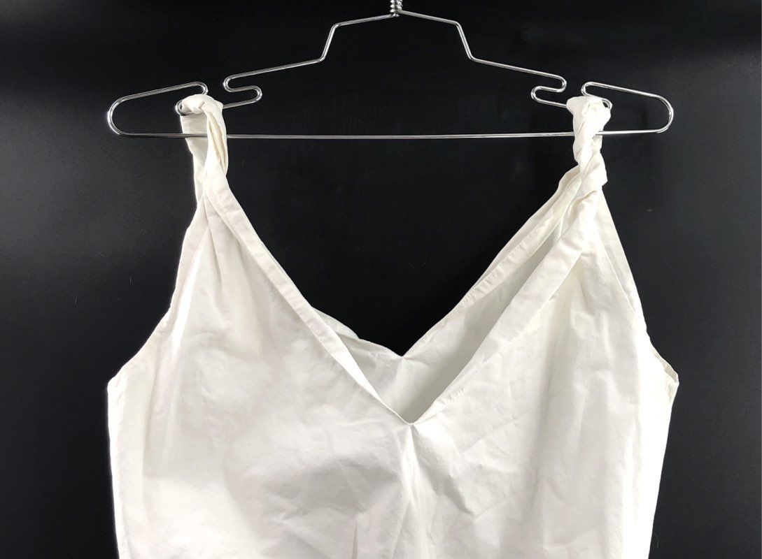 New Revival Women's White V-Neck Twisted Straps Elastic Hem Tank Top Sz S