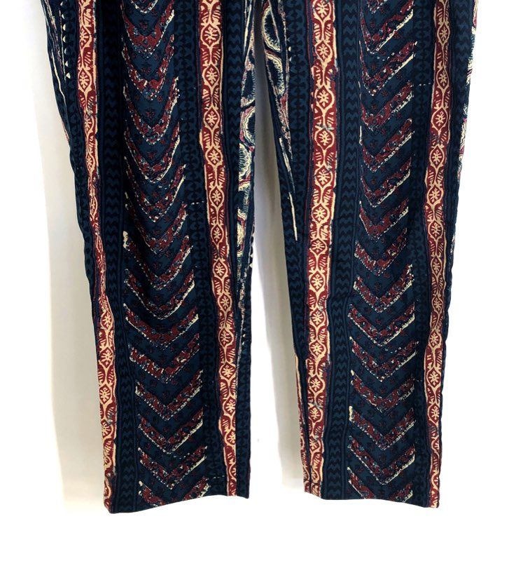 Lauren Ralph Lauren Women's Blue Red Bohemian Ikat Stripe Chevron Pants Sz 6