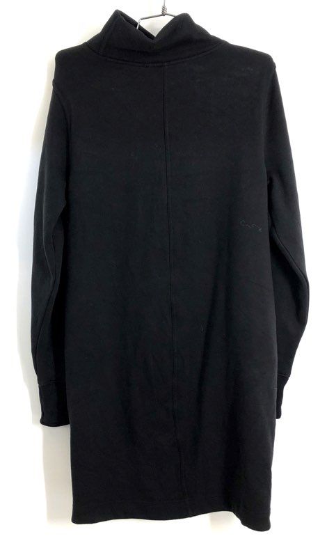 Athleta Women's Black Fleece Funnel Neck Sweatshirt Tunic Dress Pockets Sz SP