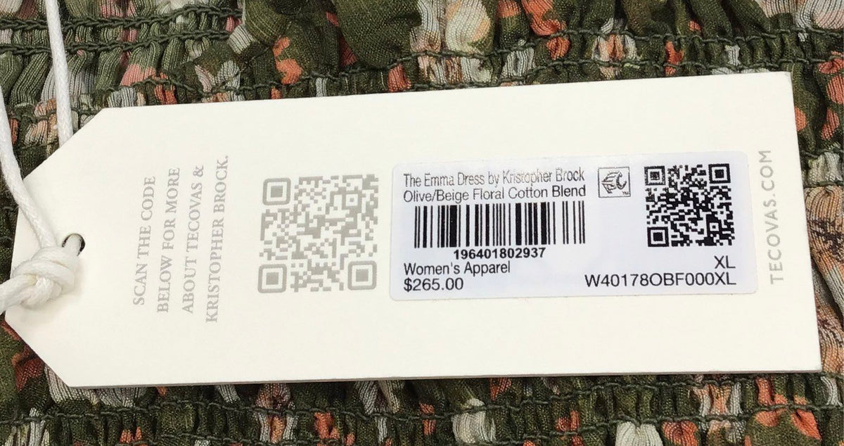 Tecovas x Kristopher Brock Women's Emma Dress Olive Floral Smocked NWT Sz XL