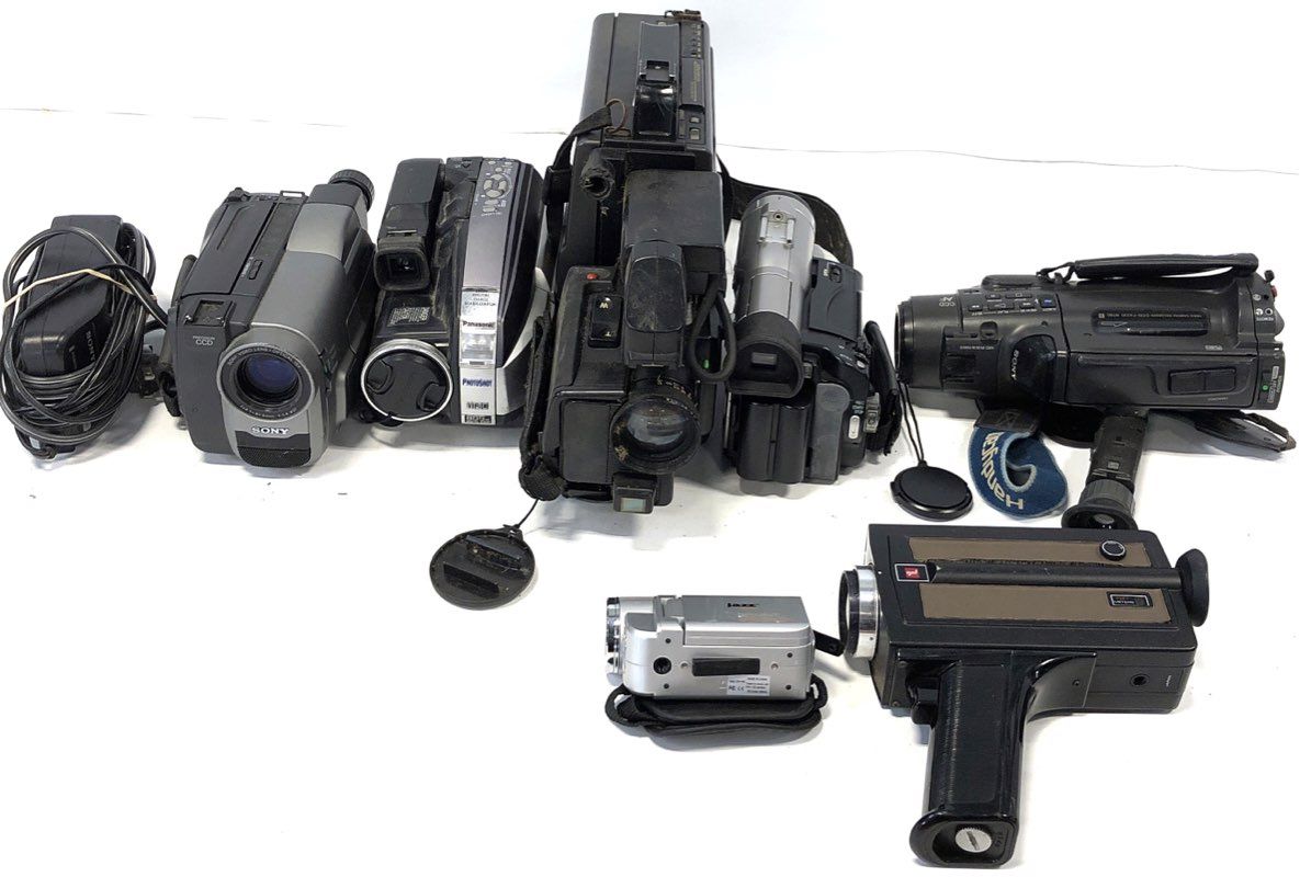 Sony Panasonic VHS Video8 Camcorder Lot + GAF Sharp 7 Piece Lot