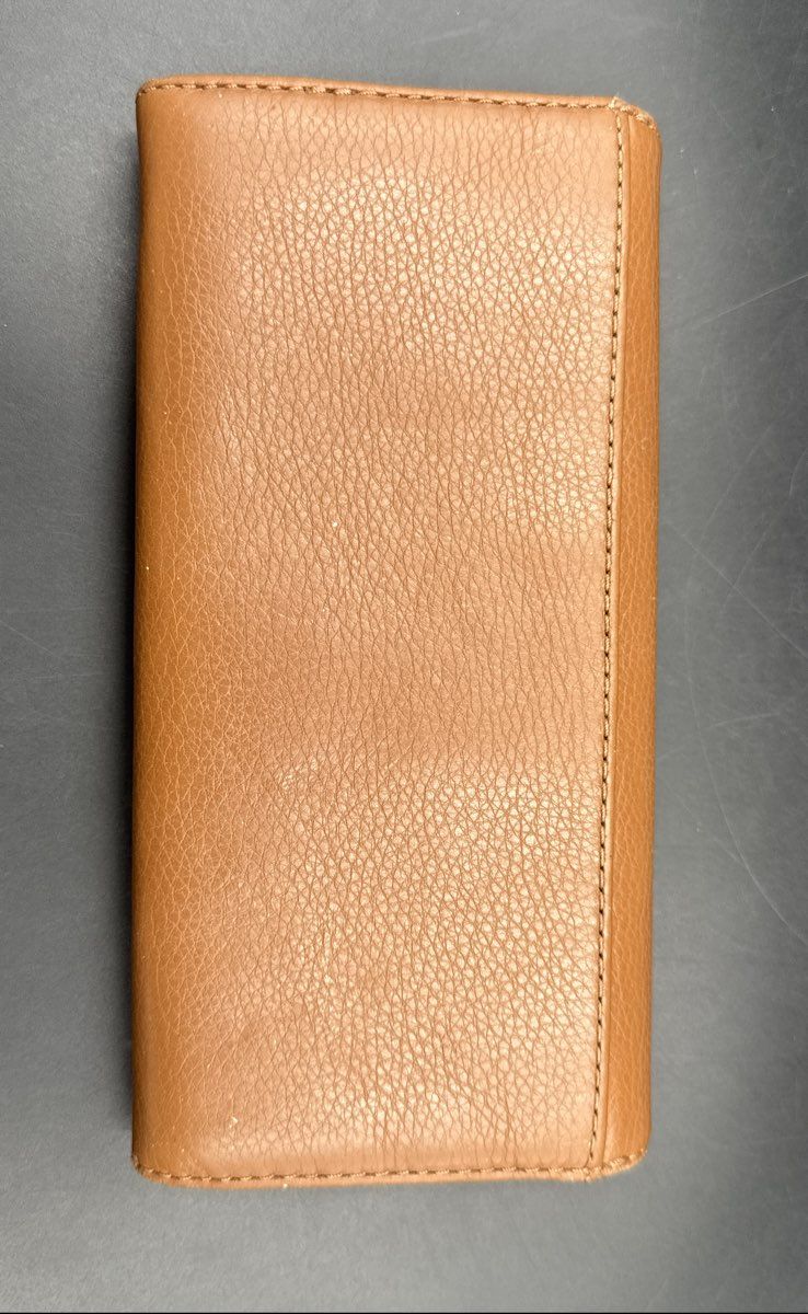 Michael Kors Tan Pebbled Leather MK Circle Logo Flap Continental Wallet Gold